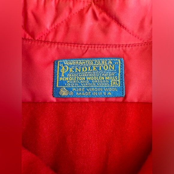 Pendleton Red Pure Virgin Wool Elbow Patch Flannel Men's XL USA Made *Flaws - Picture 4 of 8